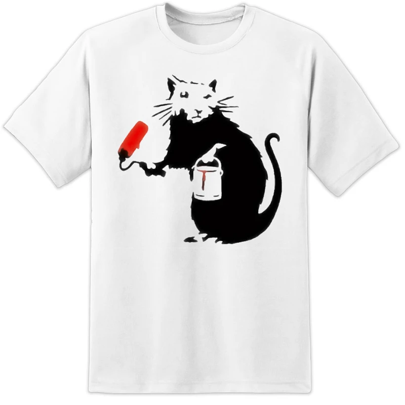Banksy Painting Rat Graffiti T Shirt Panda Artist Retro Vintage Clothing Mens Printed Tee  Мужская