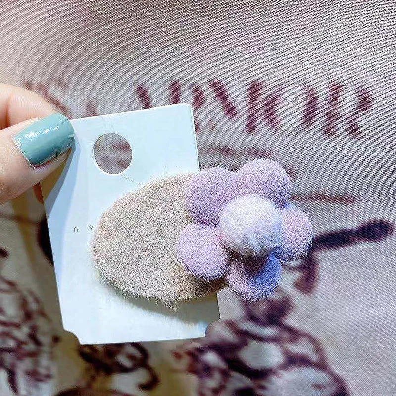 purple Детский элегантный маленький цветок шпилька Корейский осень и зима плюшевый с клипсой сзади головы прекрасные детские аксессуары для волос ювелирные изделия - Цвет: purple
