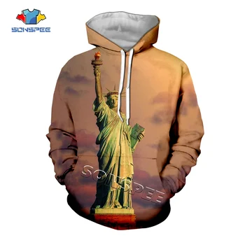 

SONSPEE 3D Statue of Liberty Guanyin Bodhisattva statue Print Funny Men Sweatshirt Hoodie Pullover Clothes Men Streetwear Hooded