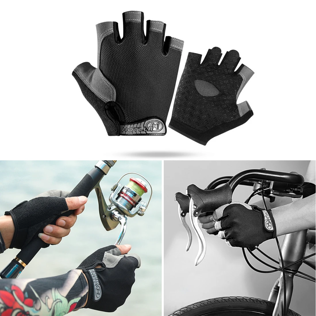 

Breathable Fitness Gloves Silicone Hollow Back Gym Gloves Weightlifting Workout Dumbbell Bodybuilding Outdor Cycling Gloves