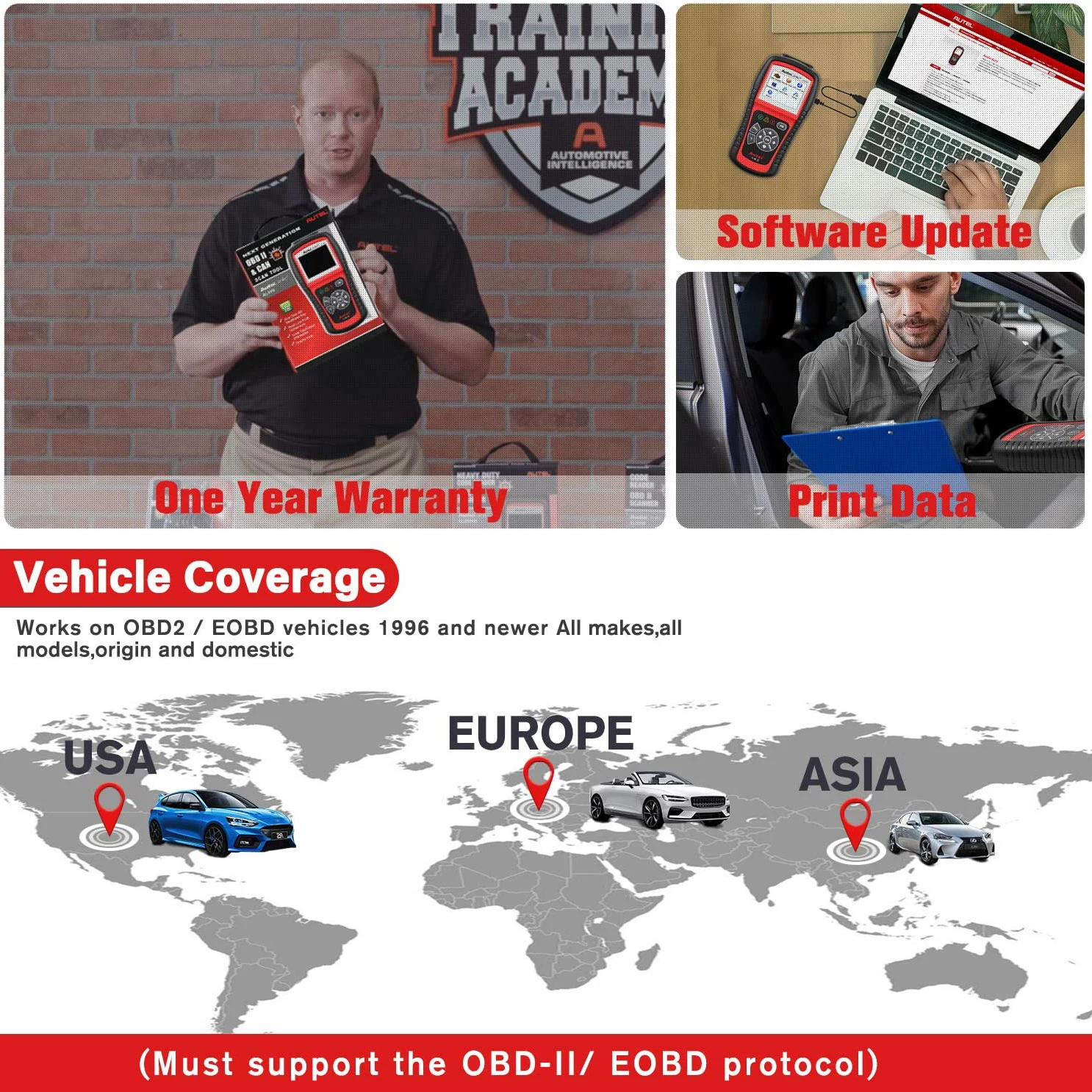 Autel AutoLink AL519 Vehicle OBDII/EOBD Code Reader One-Click I/M Readiness Key, Turns off Check Engine Light 5