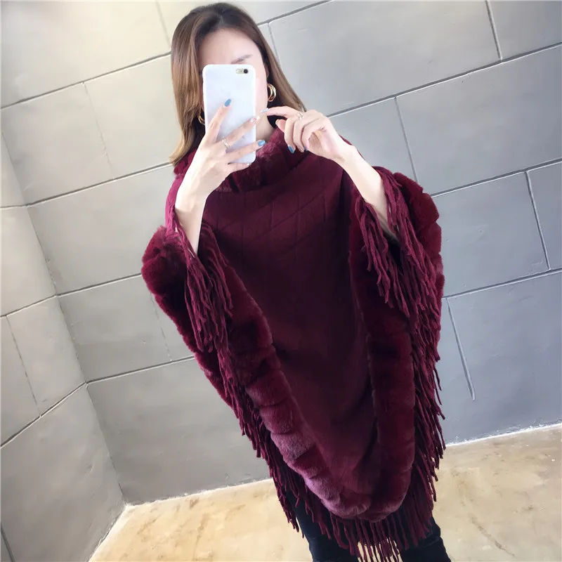Autumn Winter Casual Knitted Ladies Sweater Long Sleeve Cloak Women Tops Sweaters Oversize Pullovers Sweater with Tassel