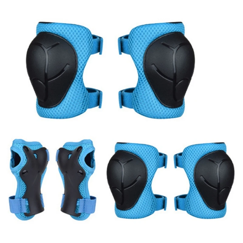 6PCS Skating Bike Protective Gear Safety Knee Elbow Pad Set Cycling Skating