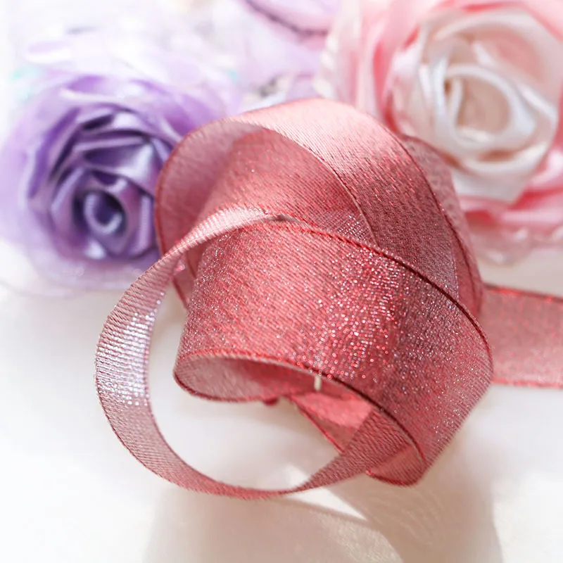

3 cm 10 yard DIY accessories, steel wire edge, hard mesh,red ribbon, Christmas tree decorative gift box, bow packaging