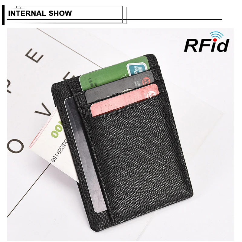 Кошелек из натуральной кожи RFID Блокировка много отделений для карт держатели