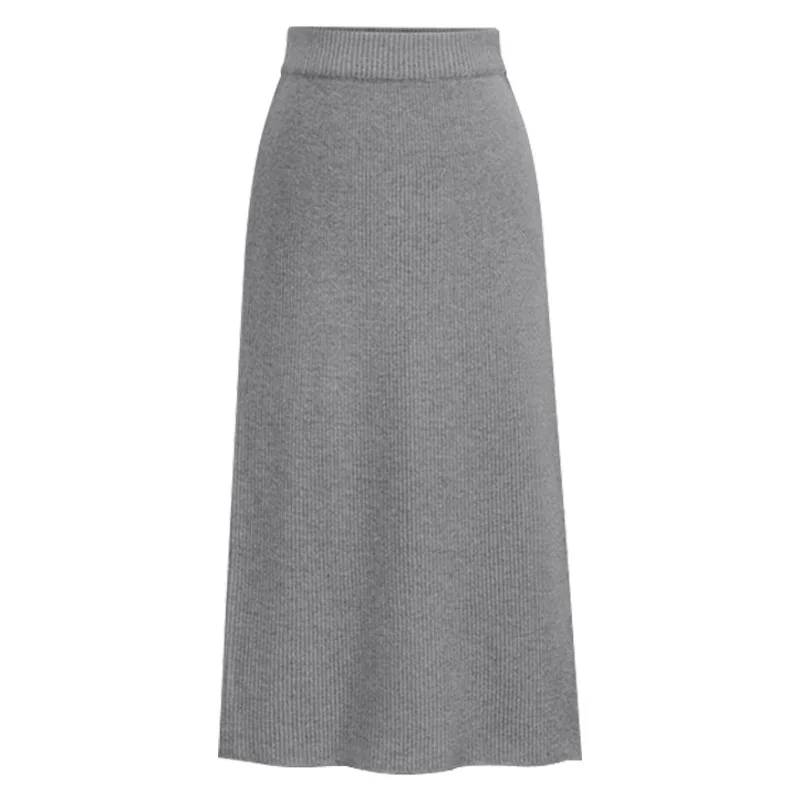 

Women 19FW plus size knit sweater skirt split back 6XL High Waist Empire