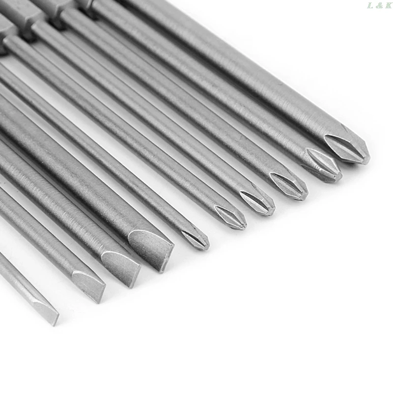 Magnetic Screwdriver Bits Magnetic Screwdriver Bit Set Screwdriver Bit Hexagon Screwdriver Bit 10 Pcs Magnetic Slotted PH2 Screwdriver Bit S2 Steel 1/4 Hex Shank 100mm F1FC Made Of High-strength S2 Alloy Steel Tough