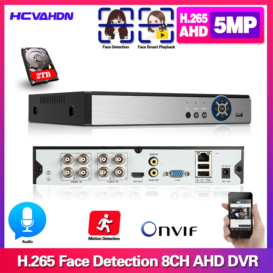 6 в 1 8CH 5.0MP AHD DVR гибридный видеорегистратор Поддержка 5MP камера 4MP IP CCTV домашняя