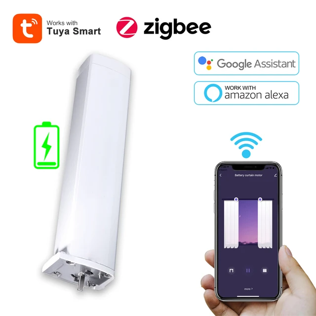 ZigBee Motorized Curtain Motor With Battery Tuya Smart Life Remote Voice Control Work with Alexa Google Home Automatic Curtain Battery Motor