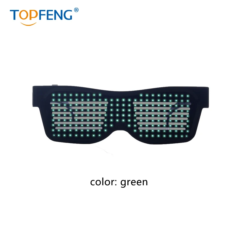 GREEN TopFeng настраиваемый Bluetooth светодиодный Очки для Raves, фестивалей, веселья, вечеринок, спорта, костюмов, EDM, мигает-сообщение на экране - Цвет: GREEN