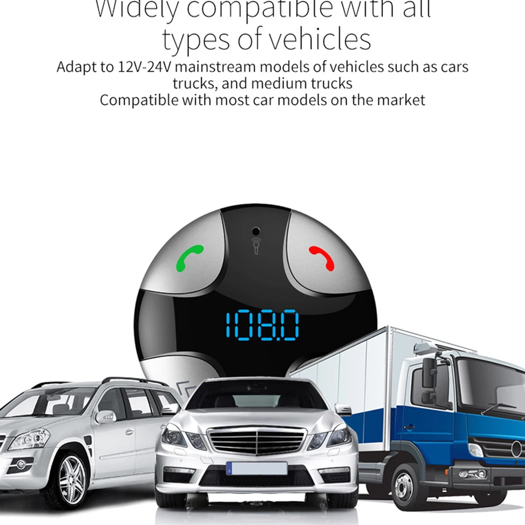 Bluetooth 4,2 fm-передатчик магнитный автомобильный беспроводной радио адаптер MP3-плеер громкой связи двойной USB Обнаружение напряжения