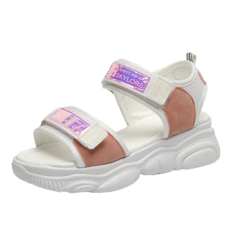 

Graffiti Women's Sandals Platform Chunky Woman Shoes Female Shine Summer Hook & Loop Thick Soled Beach Sandals Casual Shoes