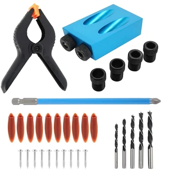 

34Pcs 15 Degree Oblique Hole Locator Drill Bits Jig Guide,Woodworking Pocket Hole Jig Set