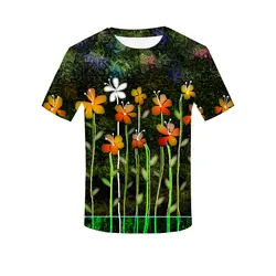 Красивая Повседневная футболка с цветочным принтом для мужчин/женщин, летние футболки, быстросохнущие футболки с 3D принтом, топы, модные