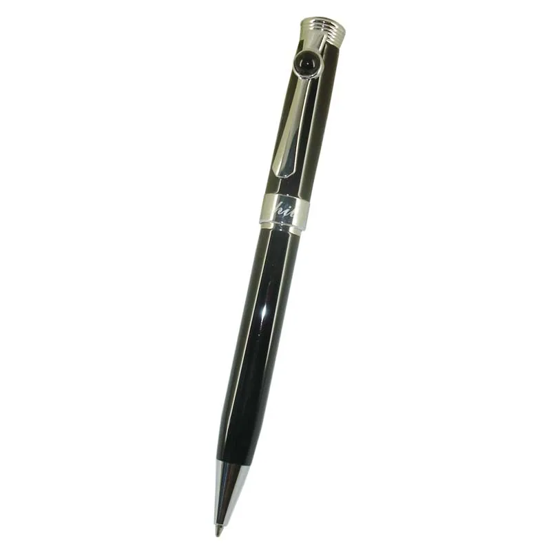 ACMECN Unique Design Black Ball Pen 34g Metal Brass Heavy Ballpoint Pen with Chrome Accent Twist Retractable Office Black Pen