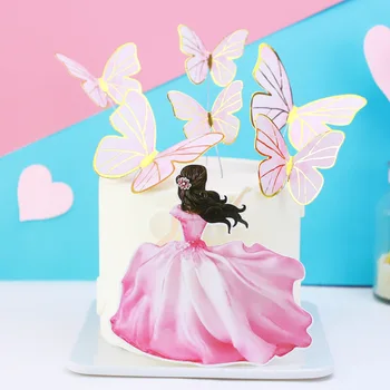 

Ins Butterfly Wedding Cake Topper Pink Gold Foil Happy Birthday Cupcake Topper For Birthday Party Cake Decorations Baby Shower