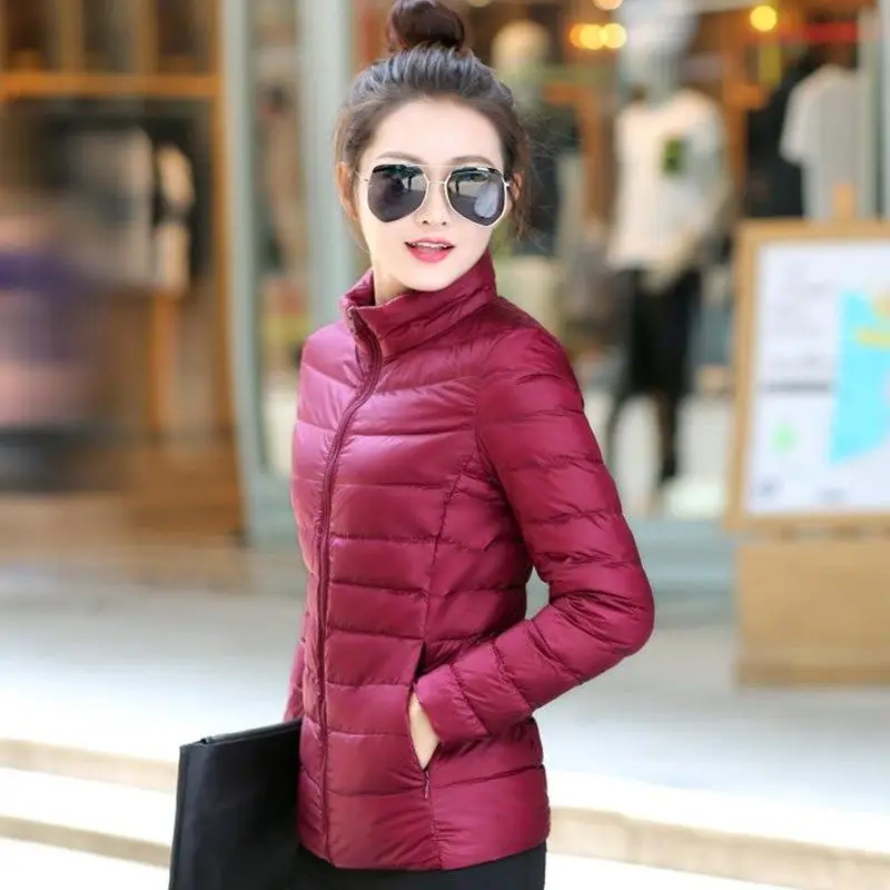 

Ultra-light Plus Size Thin Jacket Women 2019 Autumn Winter Jacket Slim Short Warm Standing Collar Coat Women's Outerwear 3XL