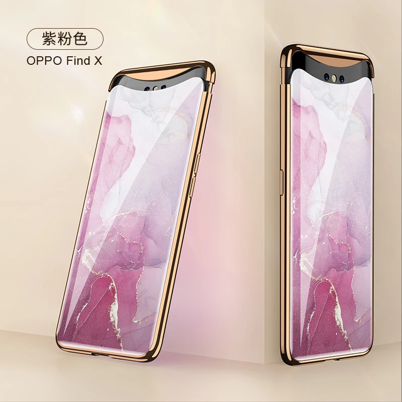 oppo phone cover GKK Tempered Glass Pattern Case For OPPO Find X Luxury Plating Frame With Protector Film Cover For OPPO Find X Case Shell Coque casing oppo Cases For OPPO