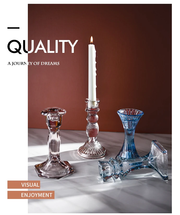 Nordic ins style creative glass candle holder decoration simple home model room dining table restaurant window shooting props