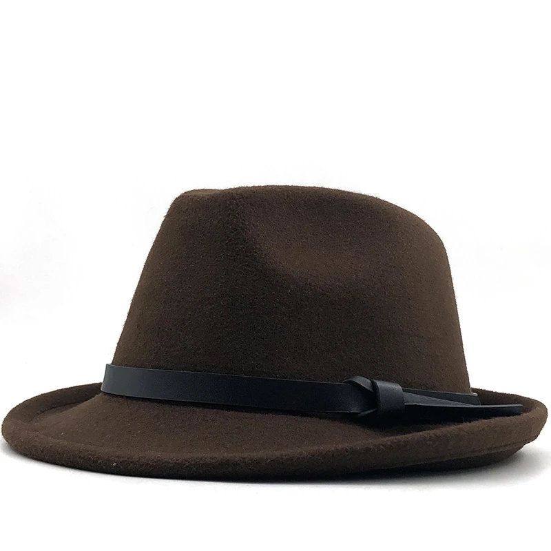 stetson fedora NEW winter white Men Jazz Cap Gentleman Fedoras Wool Homburg Male Classical Narrow Brim Ribbon Jazz Hat Adjustable Top Hat brixton messer Fedoras