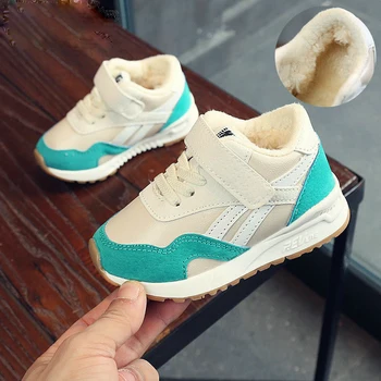 

Winter Kids infant Plus Velvet Plush Keep Warm Sneakers Sports Shoes For Little Toddler Baby Girls Boys Casual Shoes New 2020