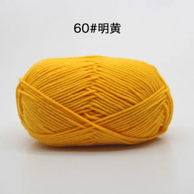 Hot Sale Multi Color Cotton Silk Knitting Yarn Soft Warm Baby Yarn for Hand Knitting thread Supplies 50g/lot No.60 Bright Yellow