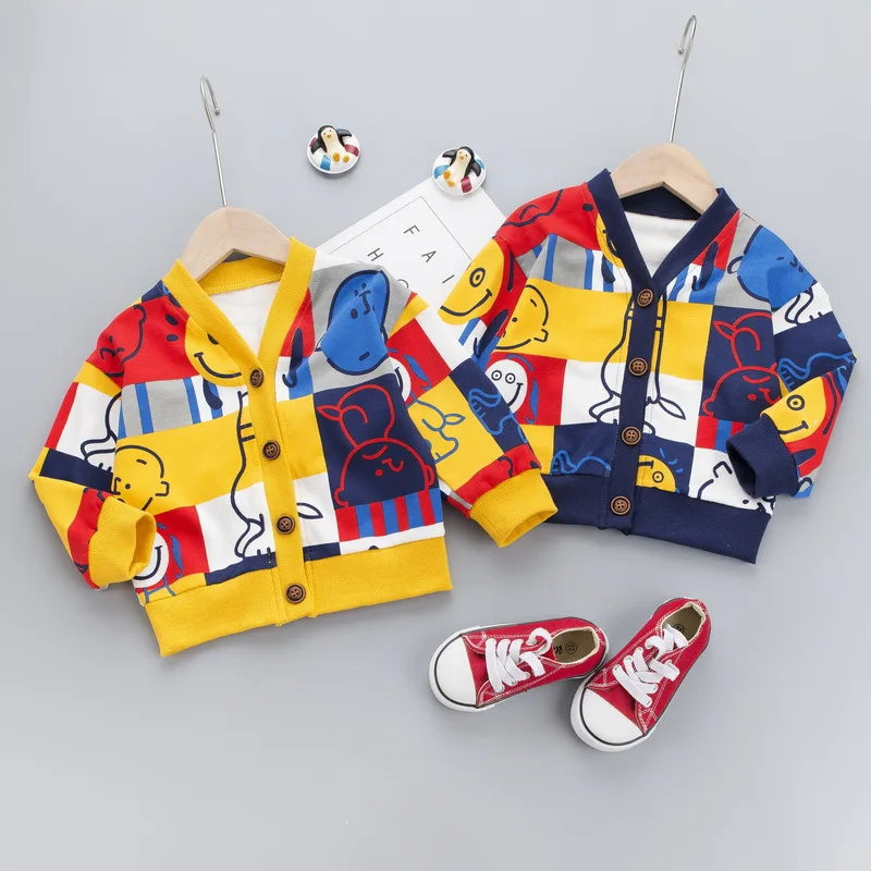 

CHILDREN'S Sweater Fashion 2020 Spring And Autumn Children Baby Cartoon Pattern Printed Singe Jacket Tops Childrenswear
