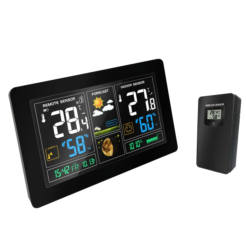 

LCD Thermometer Indoor Hygrometer Multifunction Weather Station Wireless Calendar Alarm Clock Forecast With Outdoor Sensor Home
