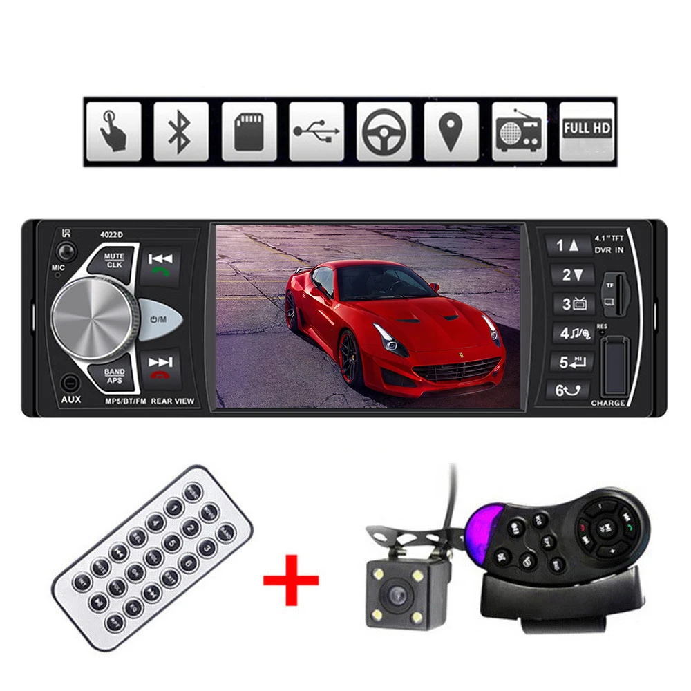 Автомагнитола Авто аудио стерео 4 1 дюймов Din FM Bluetooth 12 В Поддержка камеры заднего