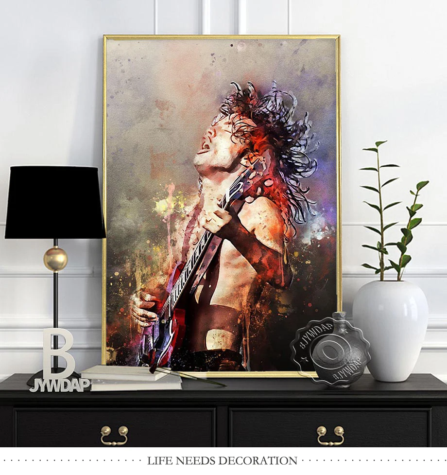 Rock Star Alvin Lee Dark Bg Alex Scolnick Vintage Bob Dylan Guitarist Neo-Expressionism Poster, Fashion Singer Home Wall Decor