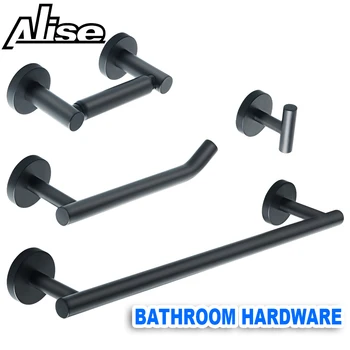 

SUS304 Black Bathroom Hardware Set Towel Bar Rack Toilet Paper Holder Robe Hook Stainless Steel Gold Bathroom Accessories