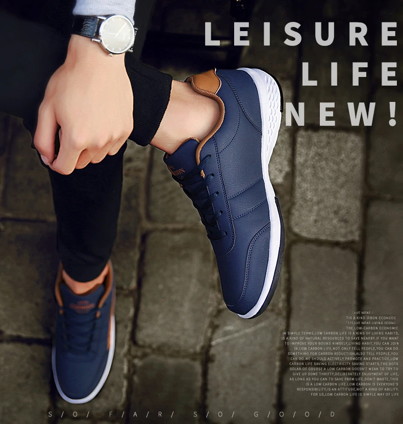 Leather Men Shoes Sneakers Trend Casual Shoes Italian Breathable Leisure Male Sneakers Non-slip Footwear Men Vulcanized Shoes