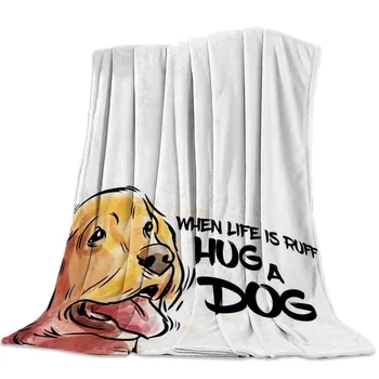 

Flannel Blanket for Bed Hug A Dog Throw Blanket Portable Soft Blanket Warm Sofa Bed Sheets