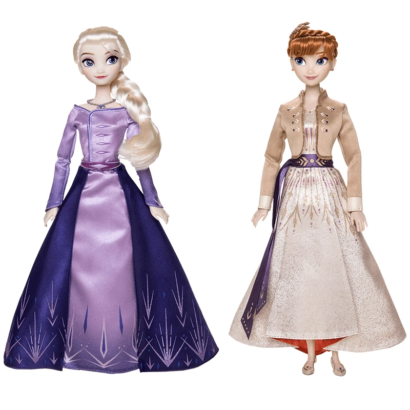 Original-Disney-Store-2pcs-set-Frozen-2-Snow-Queen-Elsa-and-Anna-Classic-princess-Doll-Figure (4)