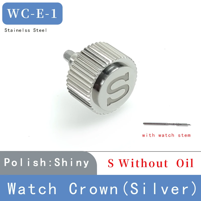 Watch Crown Stainelss Steel Silver Gold Black For Seiko SKX007 Parts Fit  NH35 NH36 6R15 Movement Repair Tools Watch Case parts
