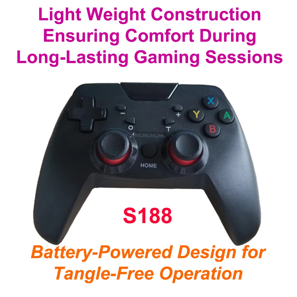 S188 Wireless Gamepad Bluetooth Controller Remote Joystick Double Shock Controle Dual Motors Adjustable Vibration Turbo for PC