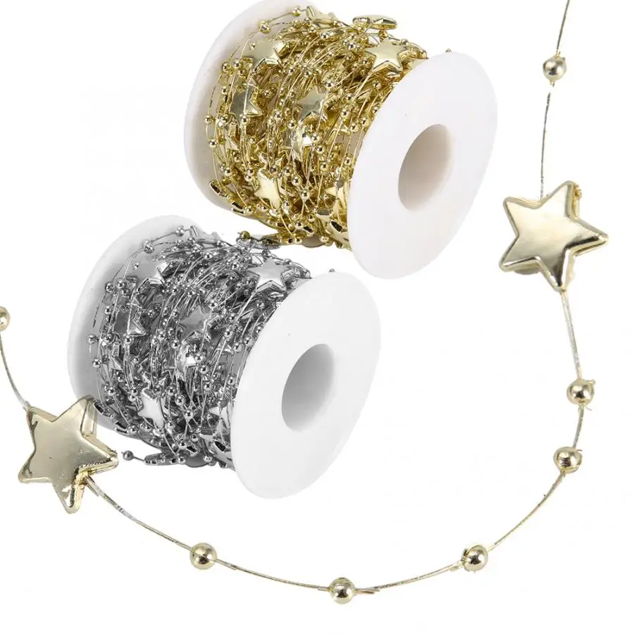 

Garment Bead 10 Meters Bead Chain ABS Electroplated Pearl Chain Fiver- Pointed Star Decorative String Garment Bags for Clothes