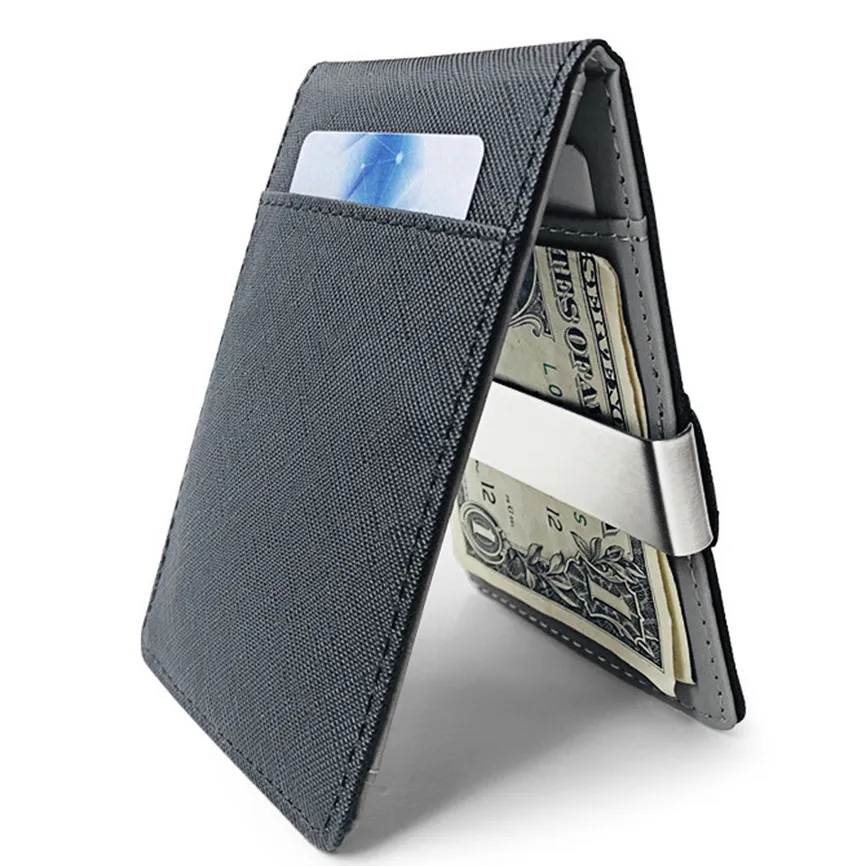 

Mens card package card sets short cross pattern with stainless steel wallet creative black Simple multi-card holder wallet A4