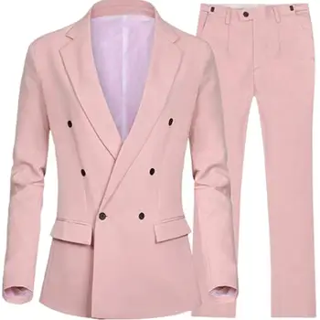 

Pink Double Breasted Pant Suits For Weddings Custom made 2 Pieces Sets Women's Business Suits Female Trouser Suits Women Tuxedos