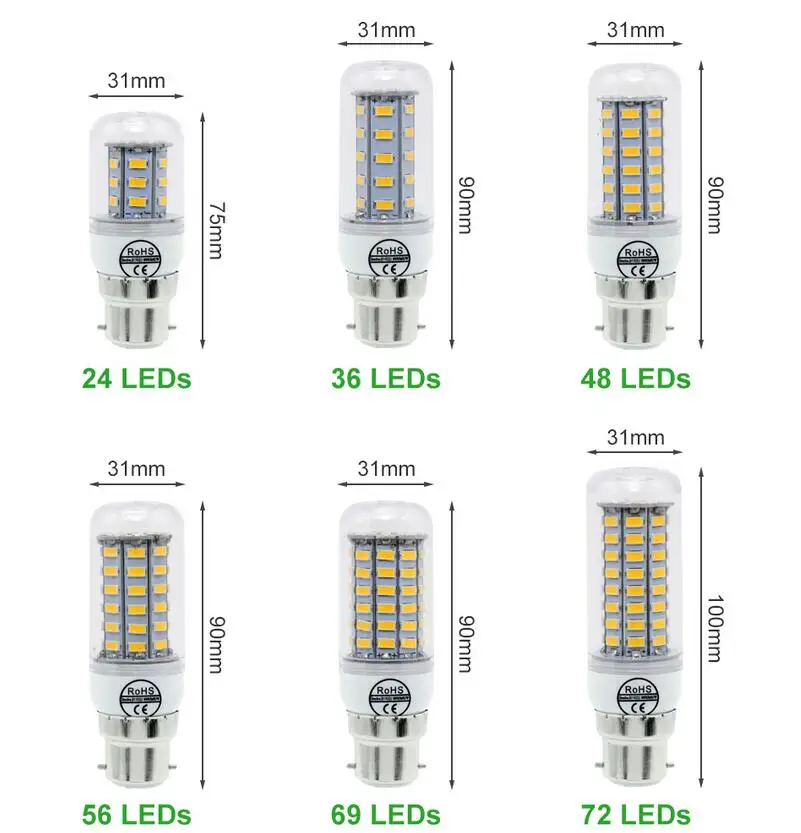 E27 светодиодный светильник 220 В SMD 5730 E14 светодиодный свет 24 36 48 56 69 72 светодиодный s лампы кукурузы люстра для домашнего освещения