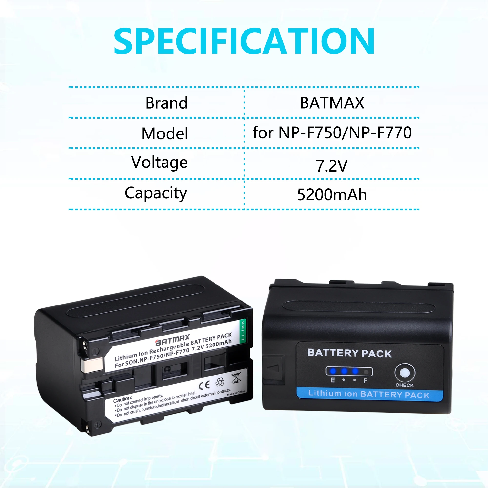 Akku + Lcd Usb para Sony Indicador F770 Np-f750 Bateria Carregador F970 F960 F550 F570 Qm91d Ccd-rv100 5200mah Led np F750 - Image 5