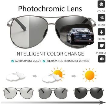

Polarized Photochromic Sunglasses Chameleon Glasses Square Sun Glasses Discoloration Eyewear Anti Glare UV400 Driving Goggles