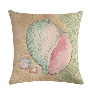 

Single-sided Digital Printing Marine Life Series Linen Hug Pillowcase Conch Starfish Shell Pillow Dustproof Cover Home Textiles