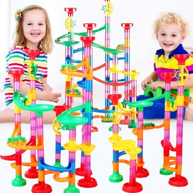 29-105pcs/set Educational Track Toy DIY Construction Gravitrax Marble Race Run Track Building Blocks Kids Maze Ball Roll Toys 1