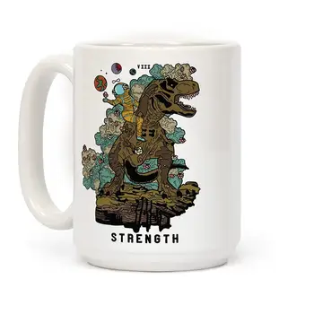 

Dinosaur Strength Tarot White 11 Ounce Ceramic Coffee Mug