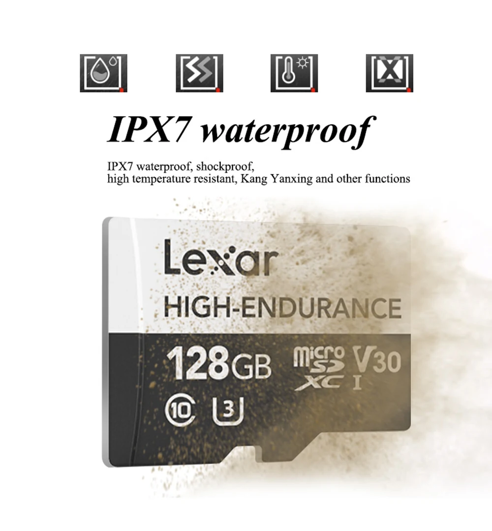 Lexar, высокопрочная Micro sd карта, 128 ГБ, высокая емкость, 32 ГБ, 64 ГБ, карта памяти, tf карта для телефона huawei