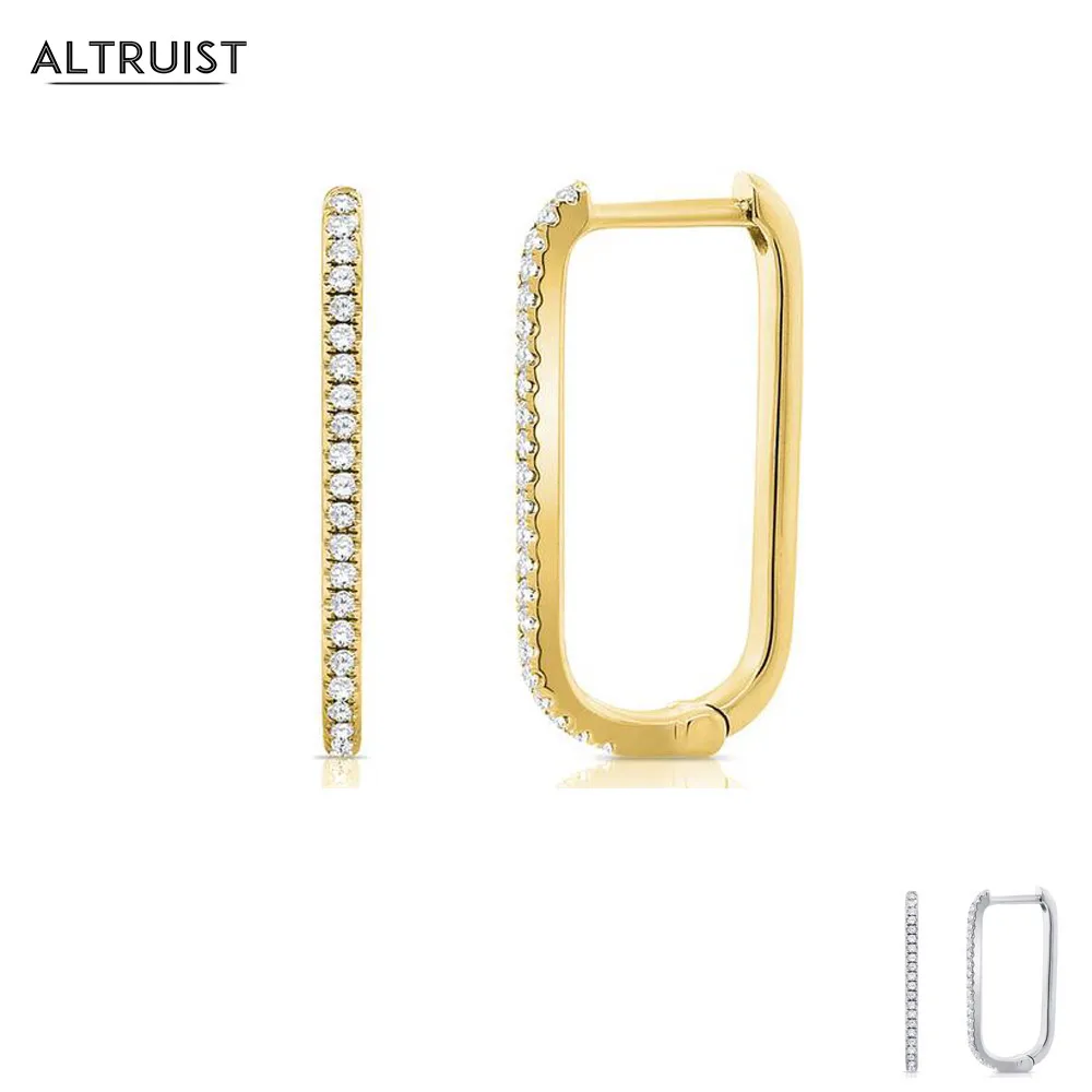 Altruist, 925 пробы, серебряные, золотые серьги-кольца, кристалл, длинное отверстие, Huggies Loops, клипсы для, модные, в стиле рок, панк, Женские Ювелирные изделия