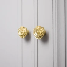 Złote mosiężne róże ręcznie robione drzwi do szafki szuflady do szafy całkowicie miedziany ręcznie robione luksusowe uchwyty do mebli gałki do szuflady tanie tanio Woodworking Metal NONE CN (pochodzenie) Meble uchwyt i pokrętła