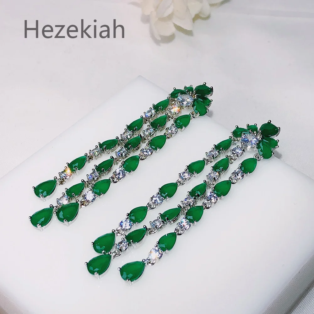 Green Drop Earrings Fashion Lady Noble Tassel Dance Party Wholesale Fine Jewelry Christmas Trending Women Accessories