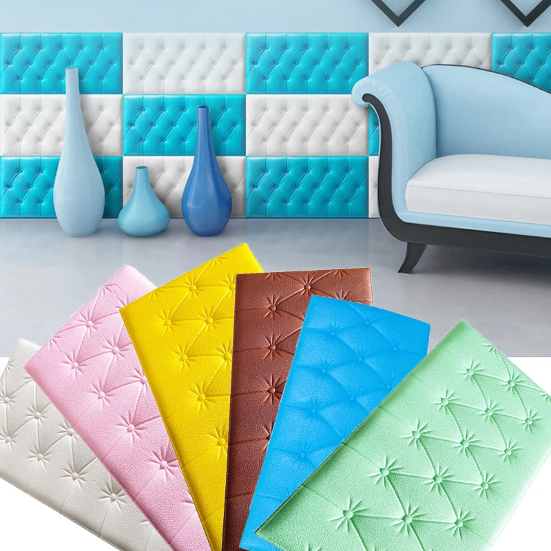 

60x30 см 3D пены Водонепроницаемый самоклеящиеся настенные Стикеры для Гостиная Спальня дети анти-столкновения обои для домашнего украшения